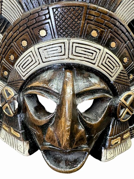 Masque terre cuite émaillé style précolombienne Aztèque Maya (Gebraucht ...
