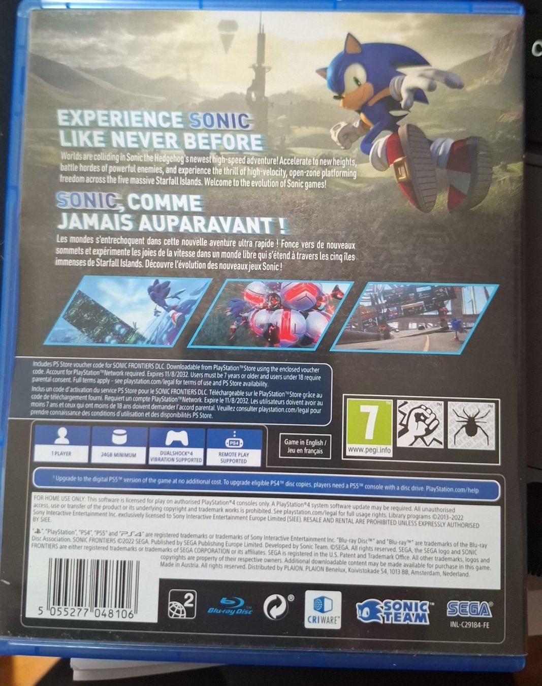 Sega Spiele: Jeu Sonic Frontiere PS4  retro compatible sur PS5 – Gebraucht aus Lausanne von fro_82zm 1