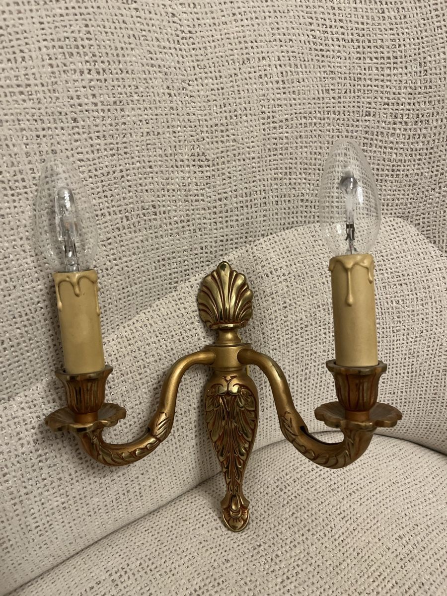 Lampen: alte Wandlampe doppelflammig Messing Vintage – Gebraucht aus Arboldswil von Sonnenelfe