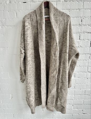 ZARA Oversize Strickjacke in Melange-Beige / Gr. S
