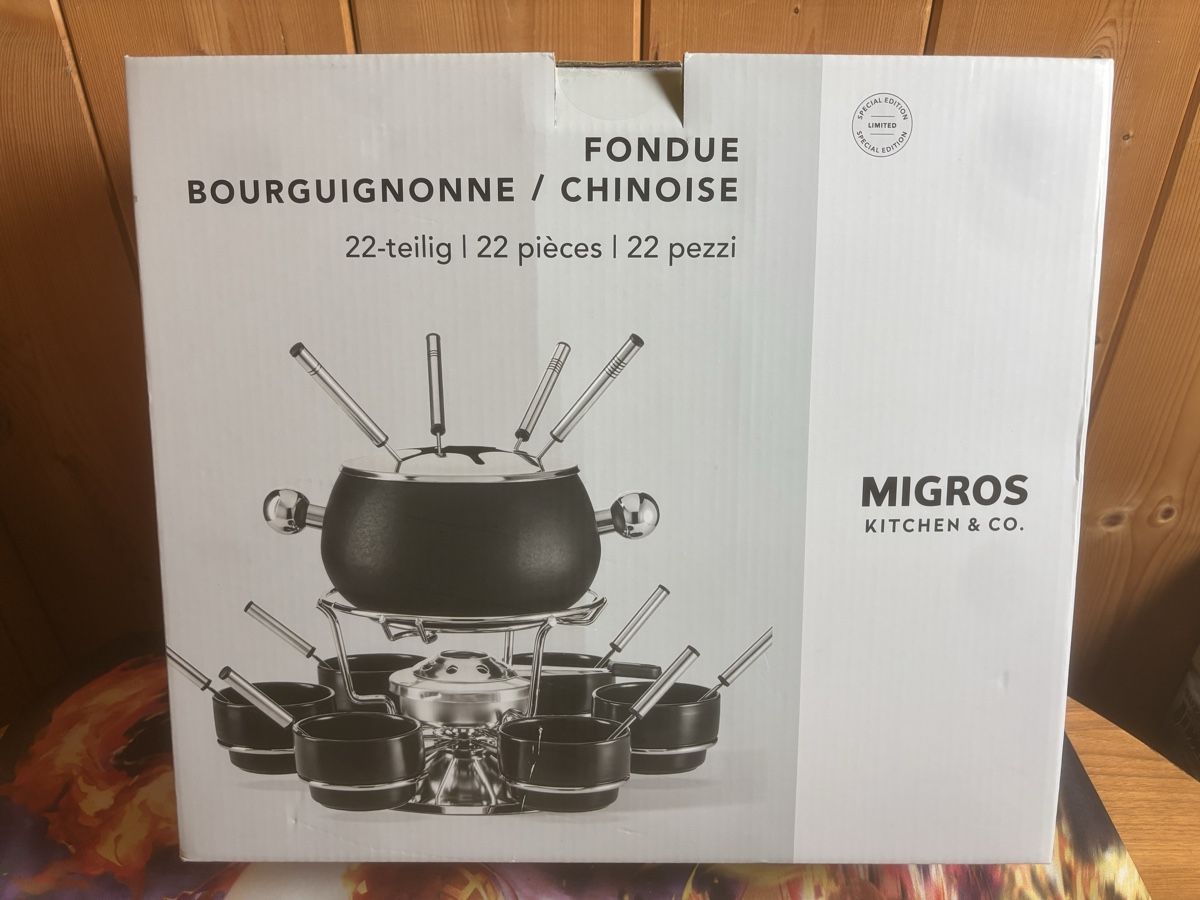 Migros Set di piatti: Fondue Set Bourguignonne/Chinoise, 22-teilig – Nuovo e nell'imballaggio originale da Trübbach venduto da Mansur93
