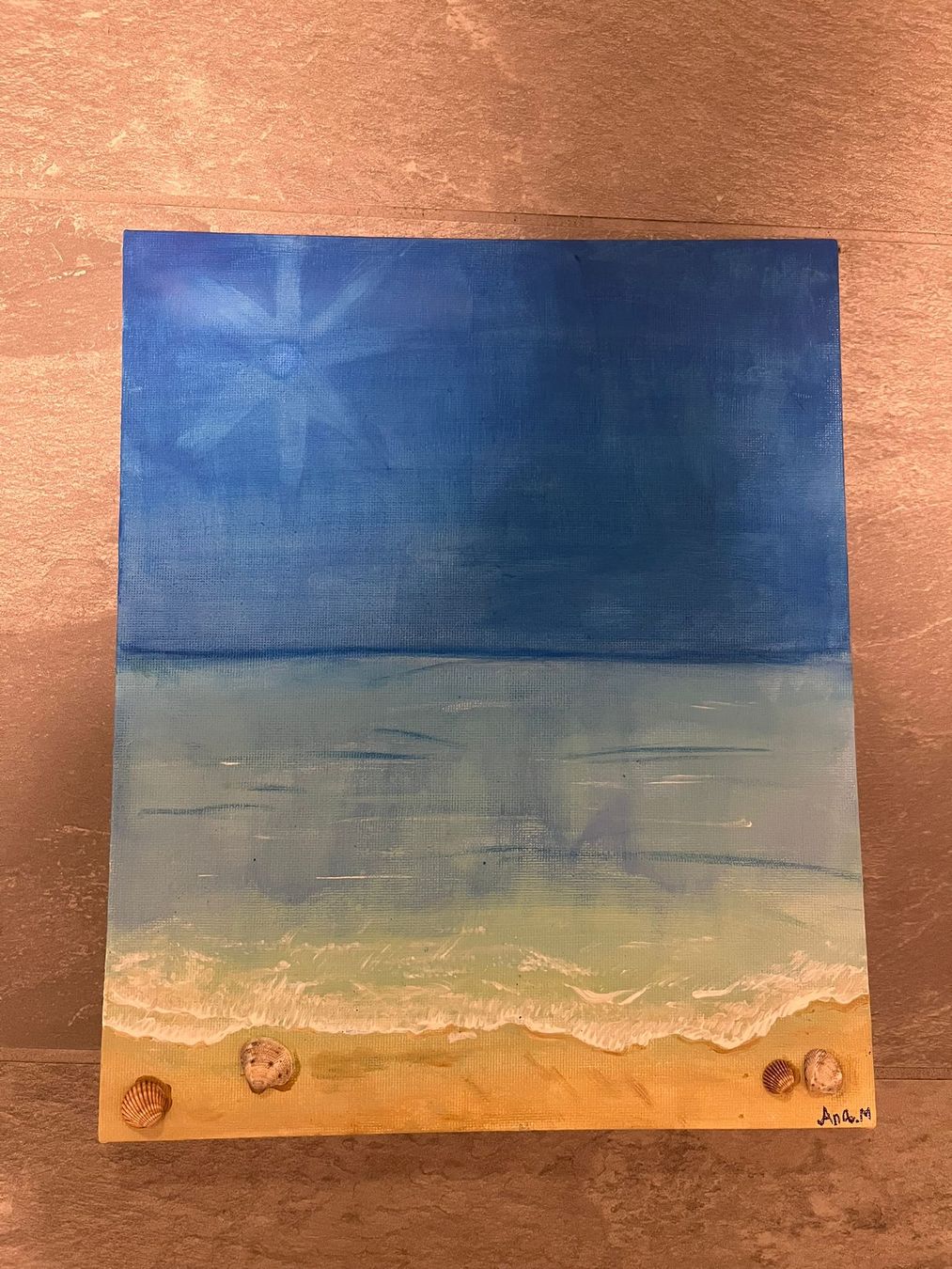 Dipinti: Quadro dipinto a mano, spiaggia e conchiglie realistiche! – Nuovo e nell'imballaggio originale da Castione venduto da srb_2yyf