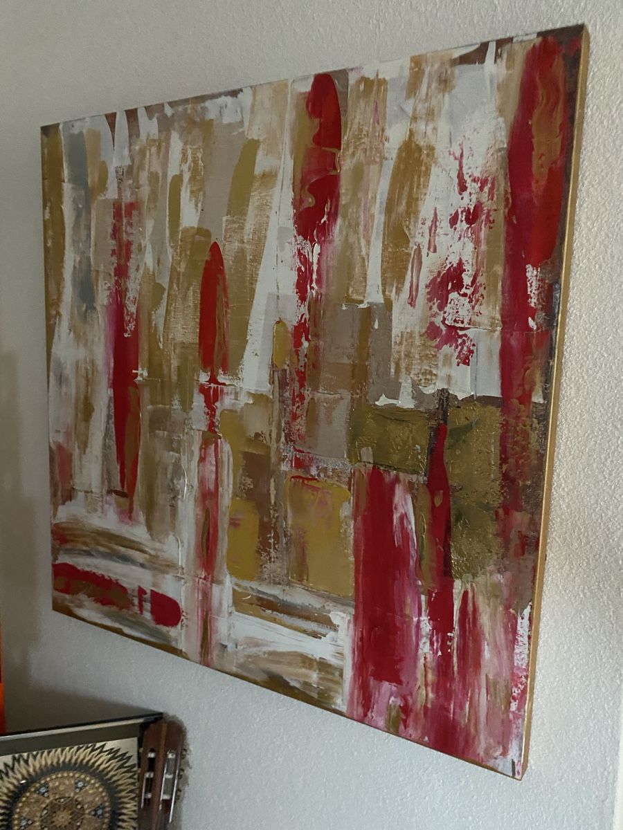 Dipinti: Abstraktes Acrylbild, Gold, Rot, Unikat – Usato da Weinfelden venduto da MariaTG