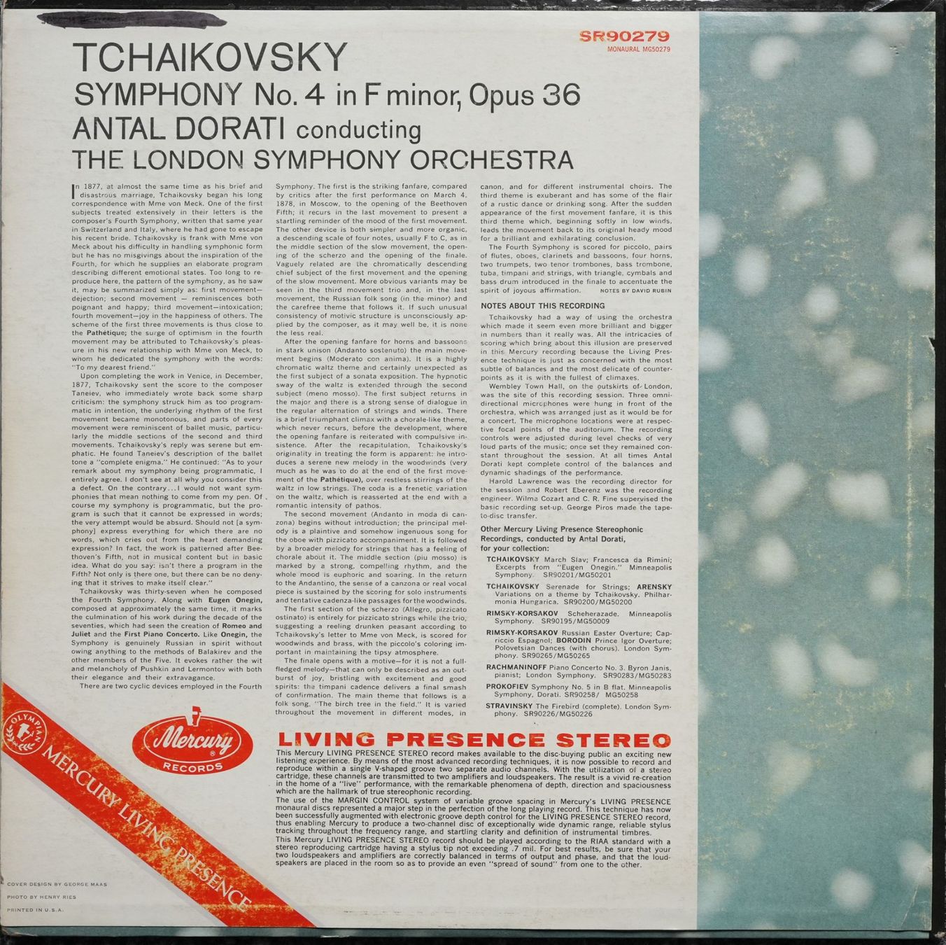 Schallplatten: Mercury SR 90279 / Tchaikovsky Symphony No. 4 – Gebraucht aus Brunnen von Techfreak1 1