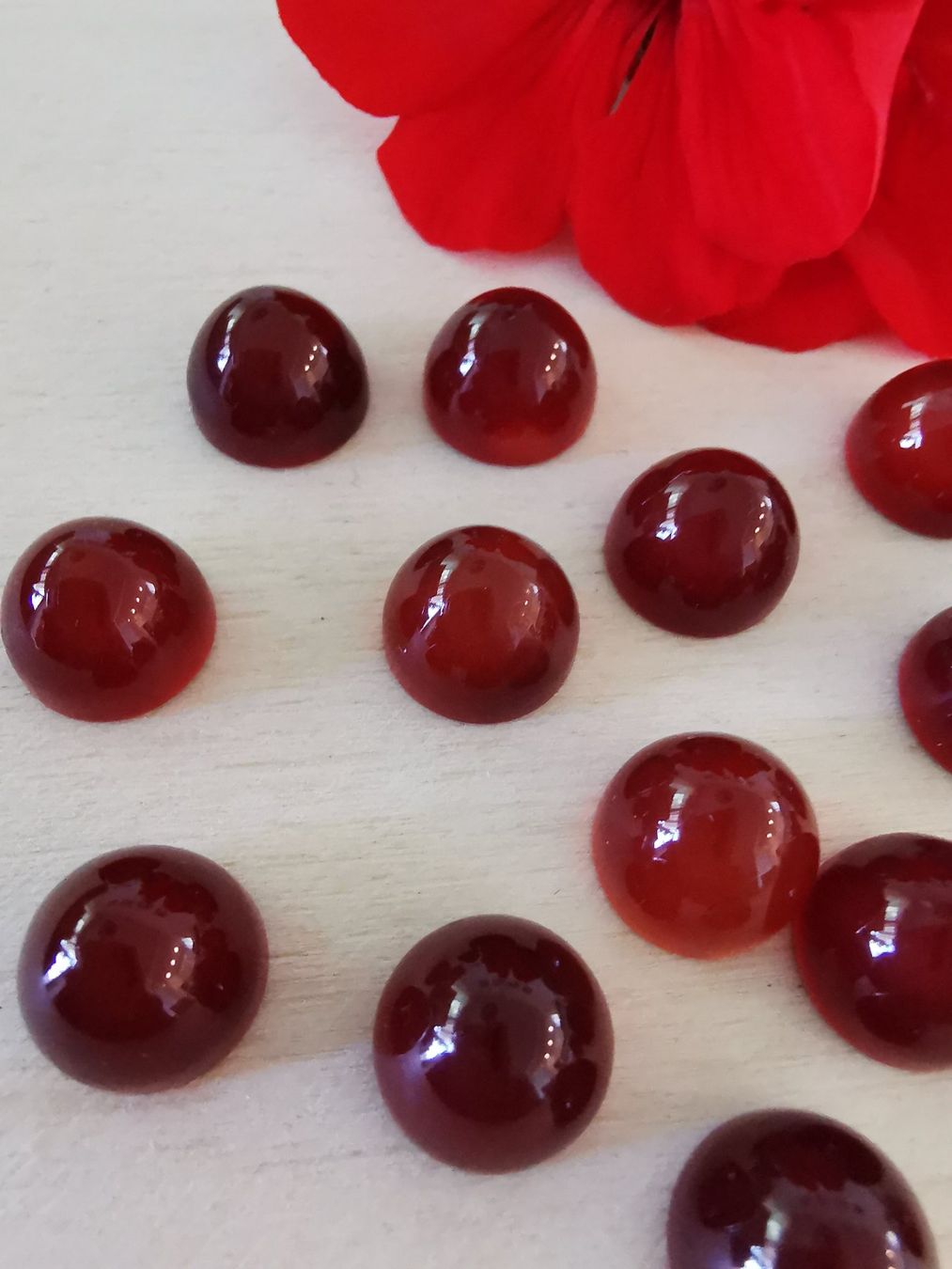 Pietre preziose: 8 Stk. runde Karneol Cabochon / Lager-Sondererkauf – Nuovo e nell'imballaggio originale da Dierikon venduto da Buntspecht-10 1