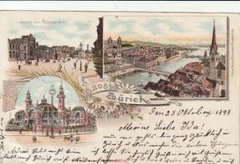 Ansichtskarte  Gruss aus  Zürich  Litho  1898