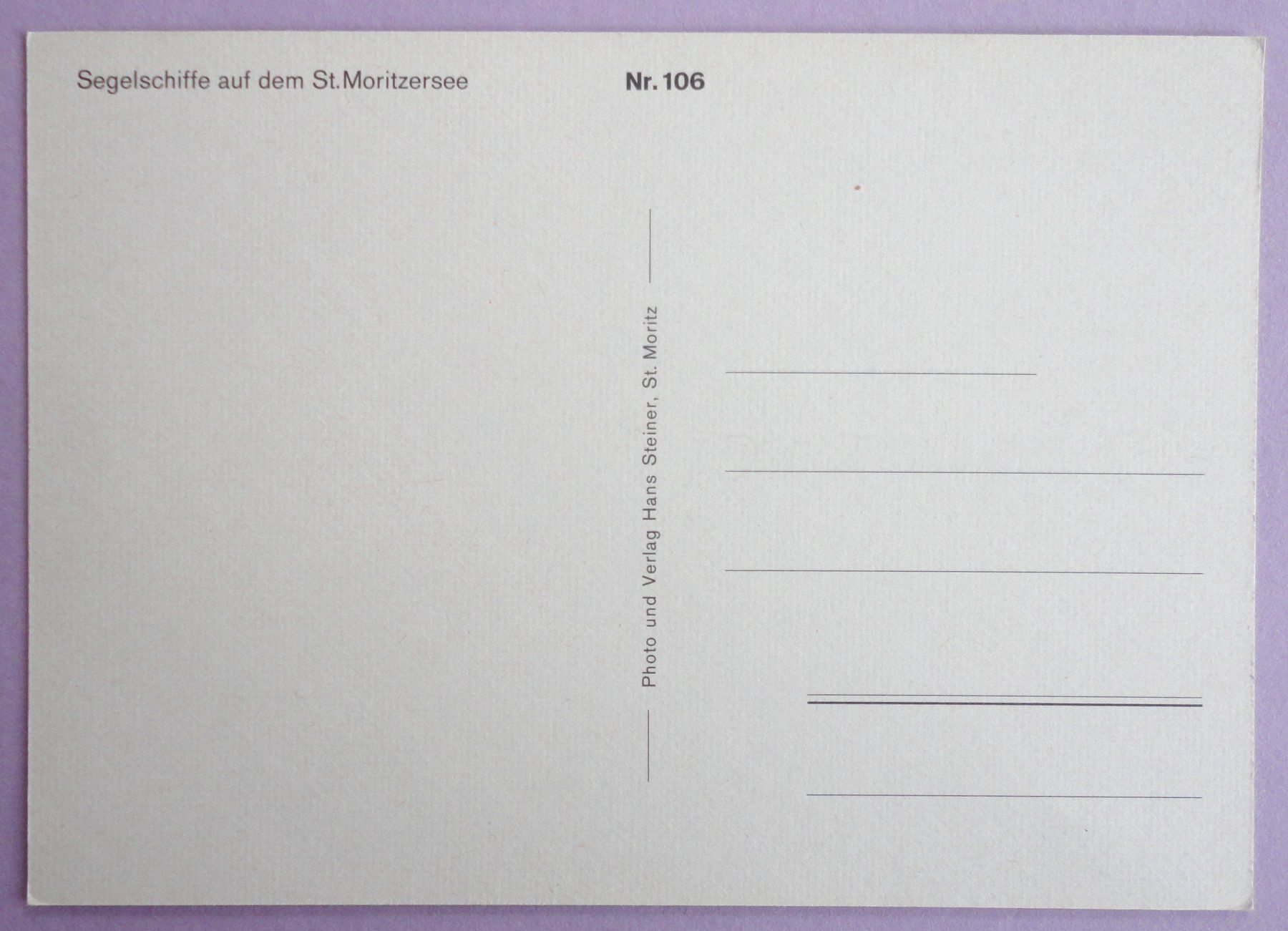 Cartoline postali: Segelschiffe auf dem St. Moritzersee – Usato da Fétigny venduto da Billy2miny 1