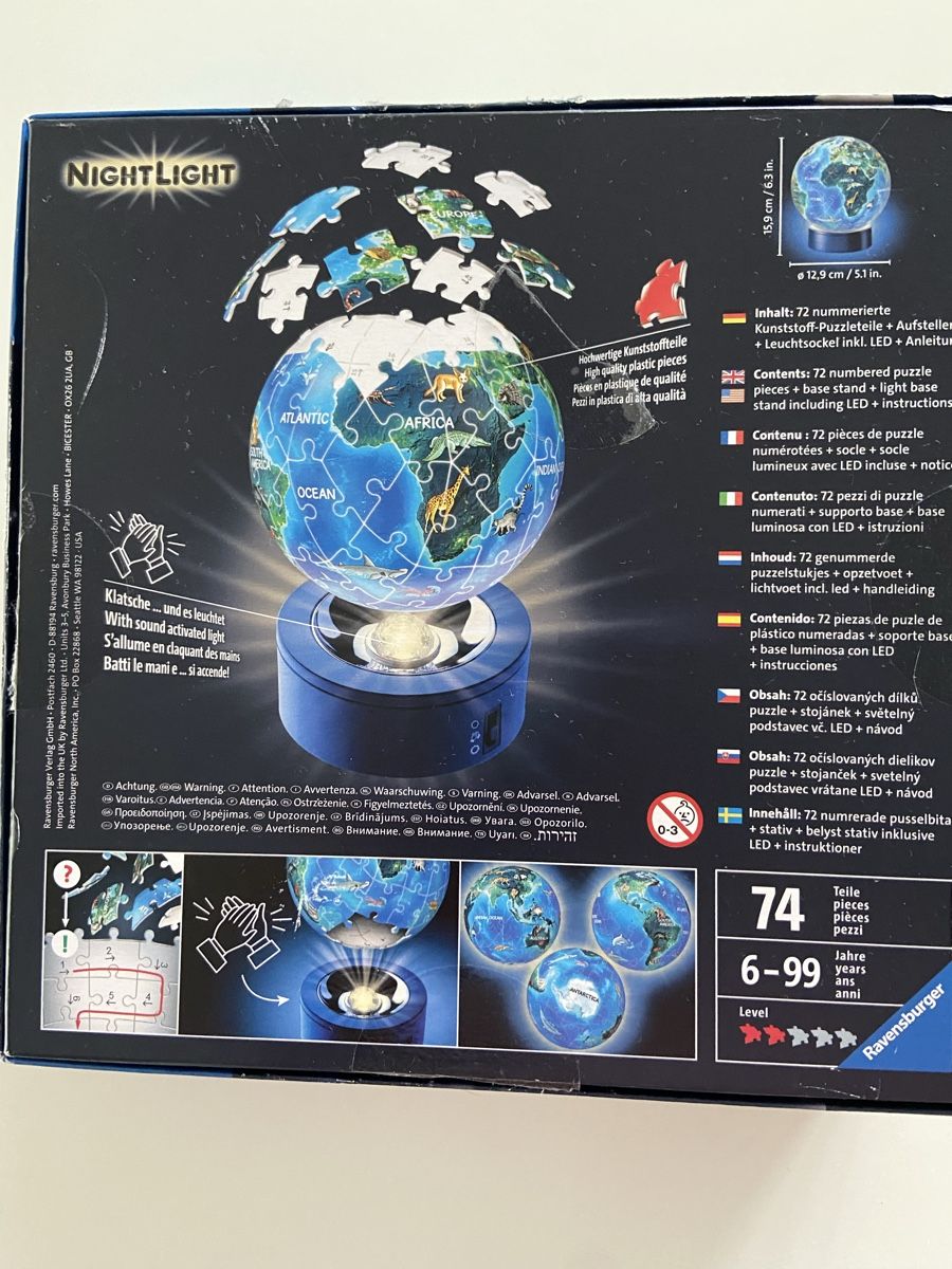 Ravensburger Puzzle: Ravensburger 3D Nightlight Puzzle Globus – Usato da Luzern venduto da Nordischkind 3
