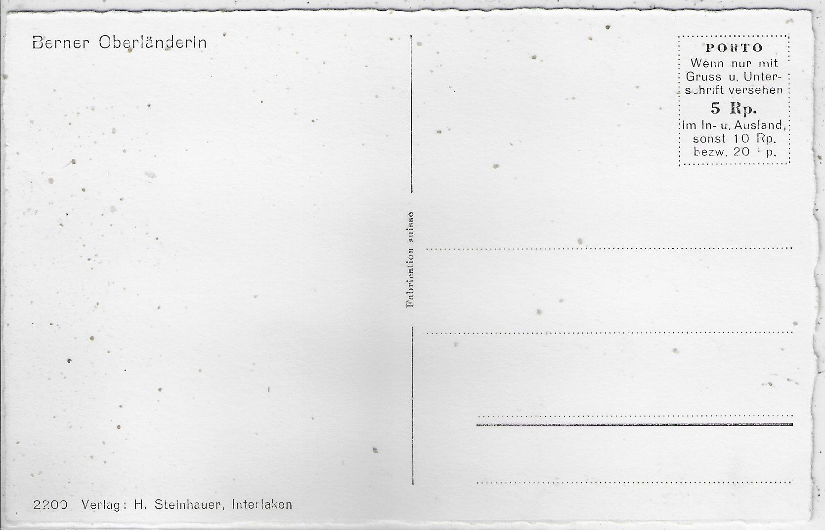 Cartoline postali: Berner Oberländerin - Tracht costum – Usato da Ettingen venduto da Kartenplanet 1