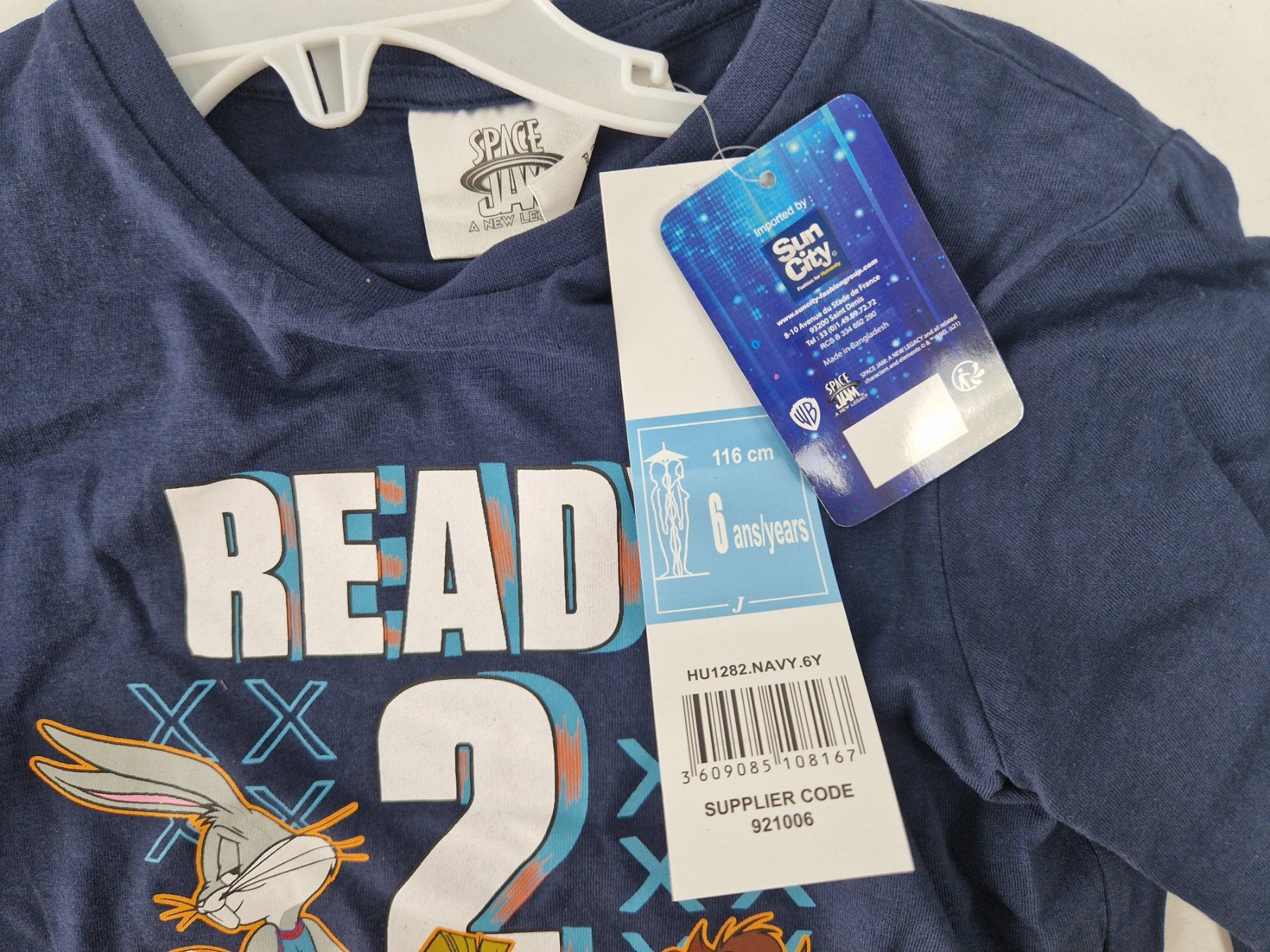 Hemden, T-Shirts & Polos: SPACE JAM T-Shirt "Ready 2 Jam" navy, 6 J. – Neu (gemäss Beschreibung) aus Muhen von Restwert_Muhen 1