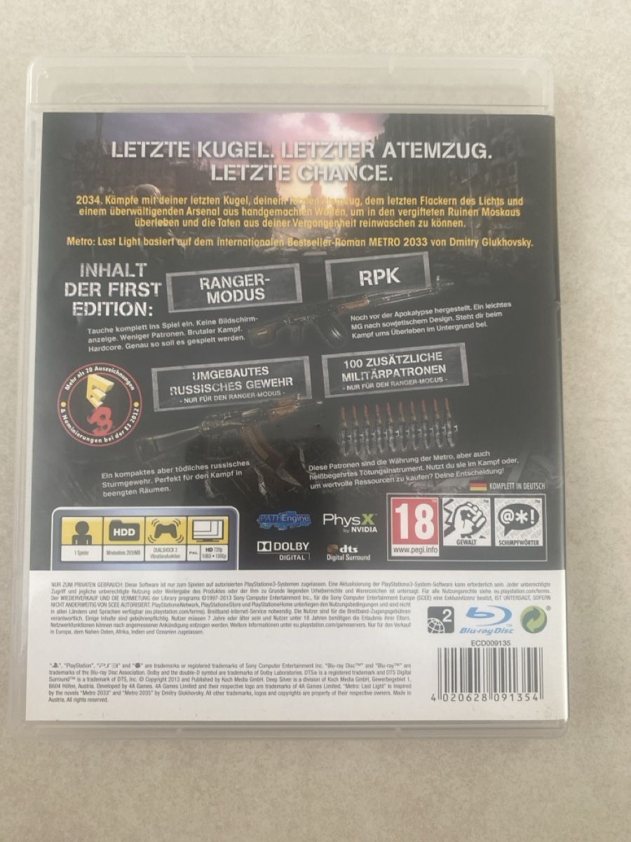Sony Giochi: Metro Last Night First Edition - Ps3 – Usato da Suhr venduto da SchnapperCH 1