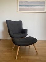 Sessel mit Fusshocker dunkel Grau/Anthrazit