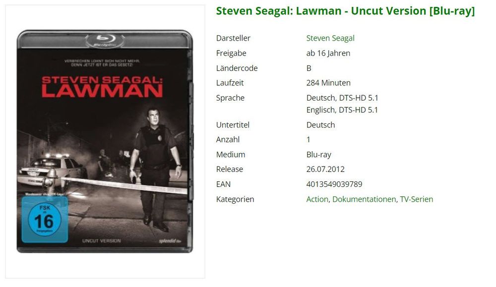 Steven Seagal: Lawman - Uncut Version (Bluray) | Kaufen auf Ricardo