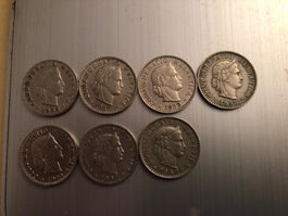 20 RAPPEN MÜNZEN 7 STK JG 1907.1909.1924. 1932.1933.1958.62.