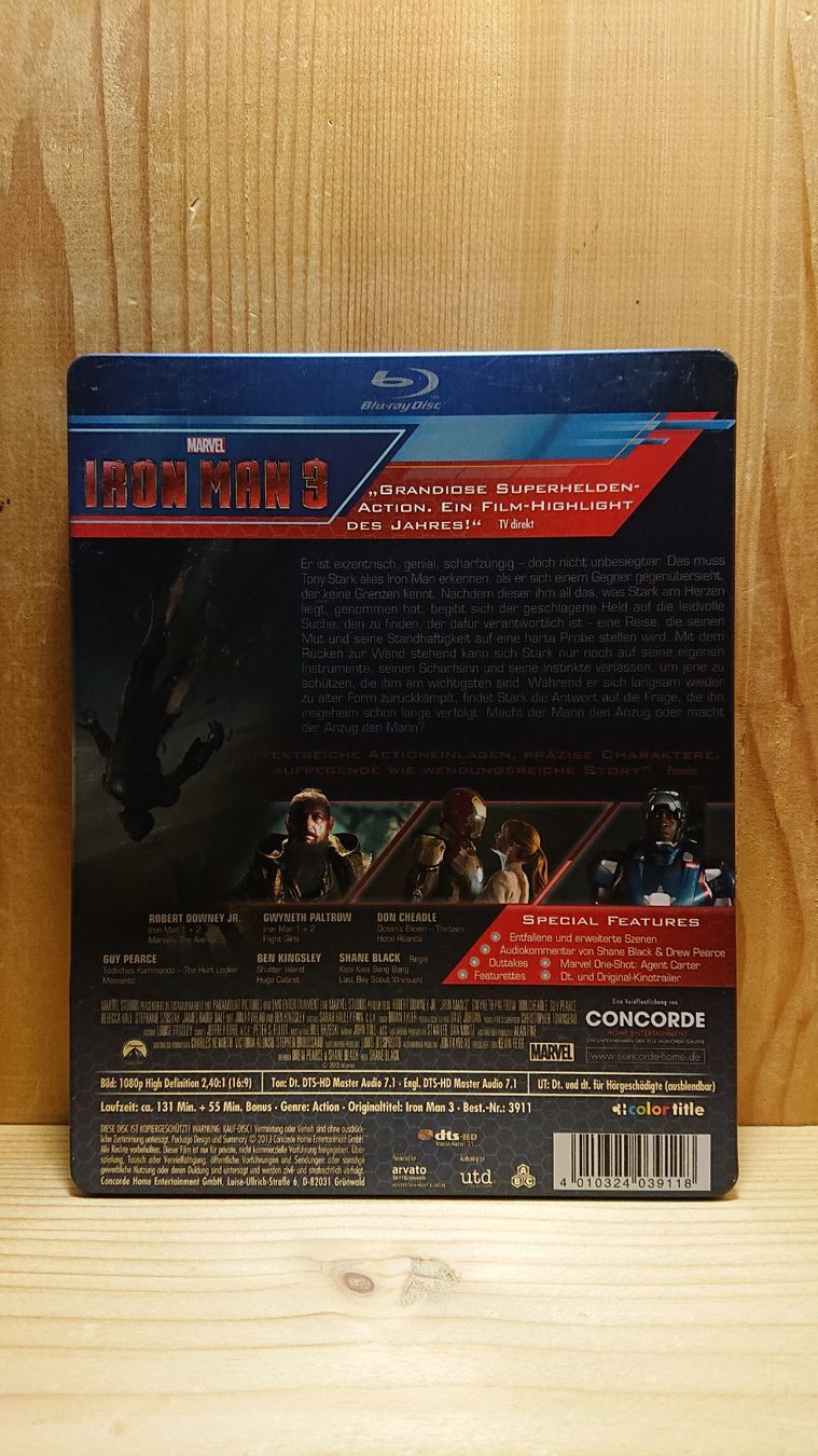 Tutti i DVDs: IRON MAN 3 Blu-Ray Steelbook Marvel – Usato da Wilderswil venduto da Exebub 1
