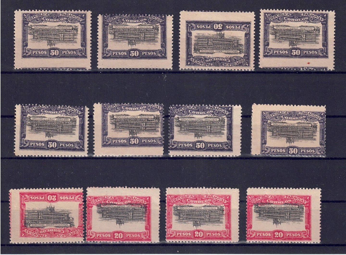 Tutti i francobolli: Argentinien, 12 postfrische Marken mit kopfstehendem Bild!! – Usato da Näfels venduto da cff2202