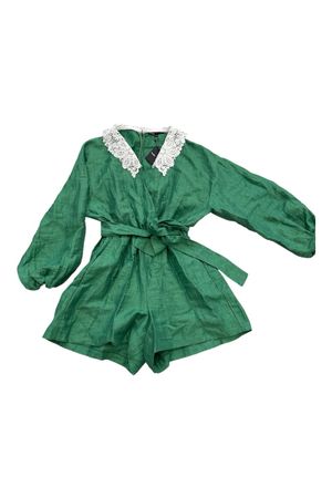 Maje Romper Green Size 38 Lace Collar New with Tags