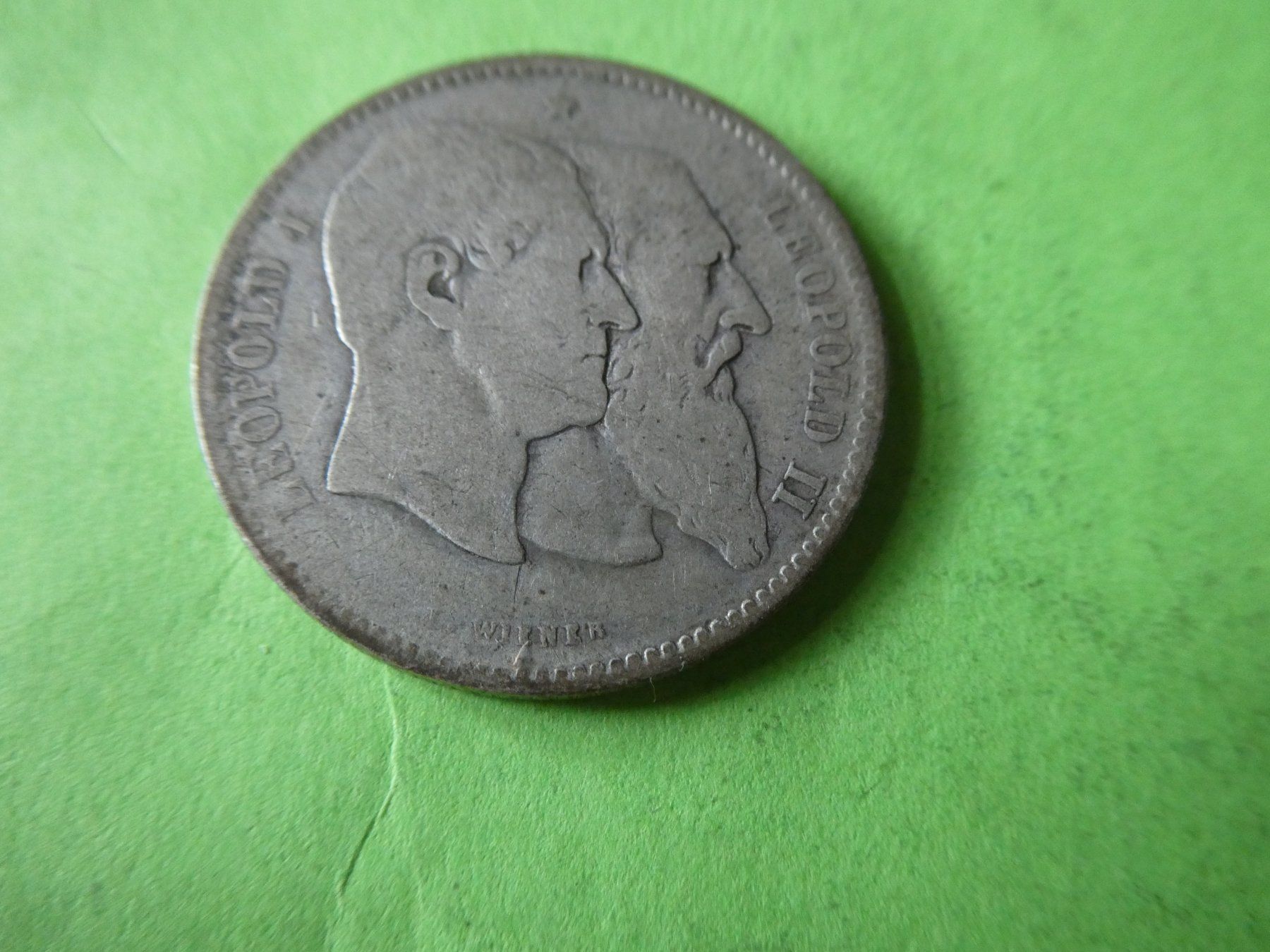 Alle Münzen: Belgien 1880, 2 Francs  - Silber – Gebraucht aus Hinterforst von Rohusri