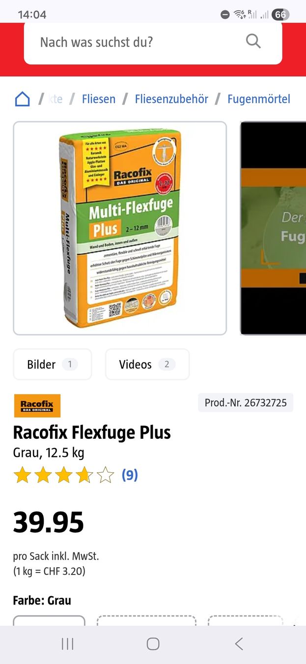 Materiale di riempimento: Fliesenkleber +Fuge grau – Nuovo e nell'imballaggio originale da Hunzenschwil venduto da ant_z2nw