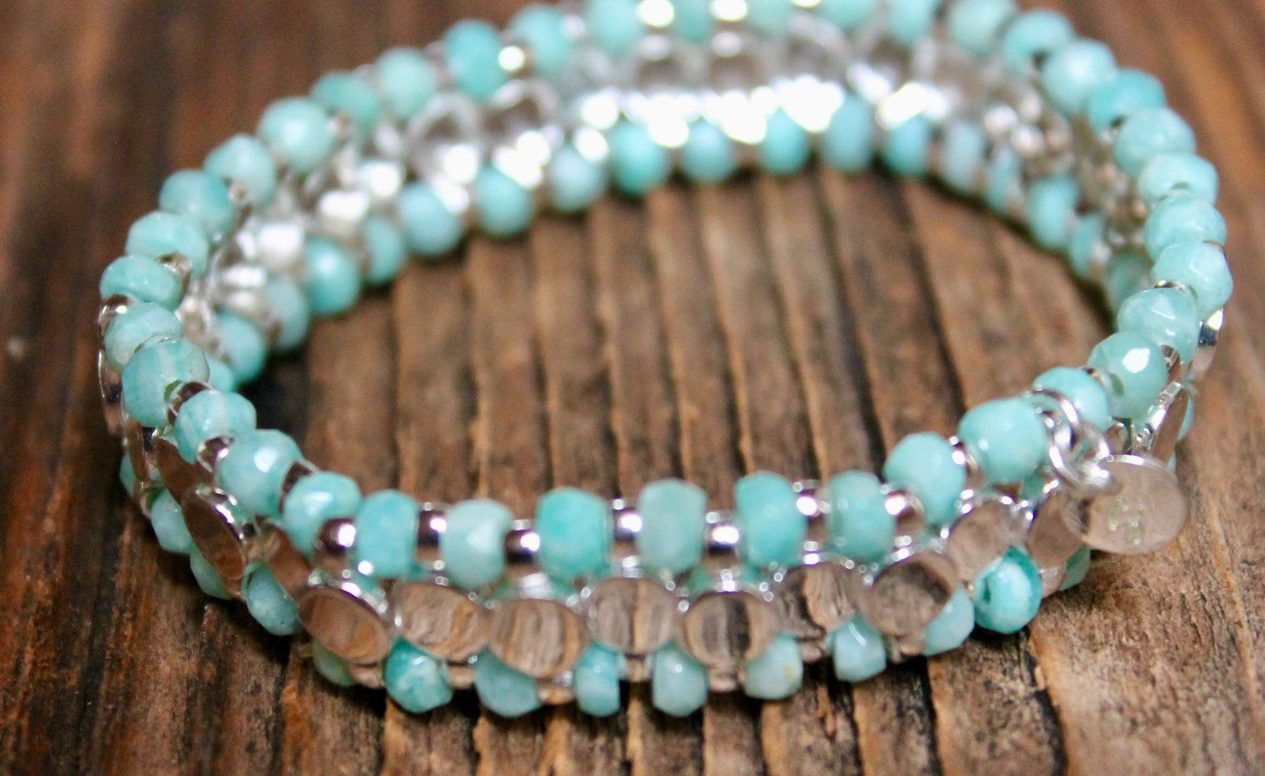 Bracelets: Armband, Messing versilbert mit Amazonit – Neuf (Voir description) à Kirchlindach par hekilida 1