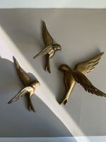 Wandschmuck Vögel 3er Set Messing goldfarben gebraucht