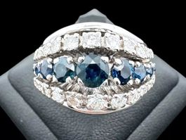 Saphire 0.85c Brillanten 0.75c Ring 18k WG Grösse 57 *S2282