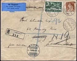 Schweiz R Luftpost Brief Lugano London 1930 Basel