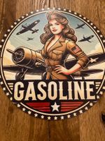 Schönes Retro Aviation Blechschild Pin Up Girl