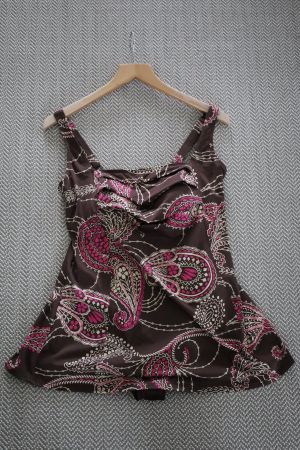 Badeanzug Lascana, braun/beige/lila gem., Gr. 42 D (NEU)