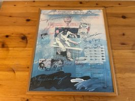 Tennis Poster gerahmt mit Autogrammen gebraucht Zustand