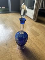Dekantierflasche Glas blau Kristallschliff 22cm ohne Beschäd
