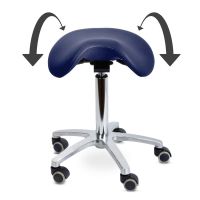 Praxis Drehhocker mit kippbarem Sattelsitz blau