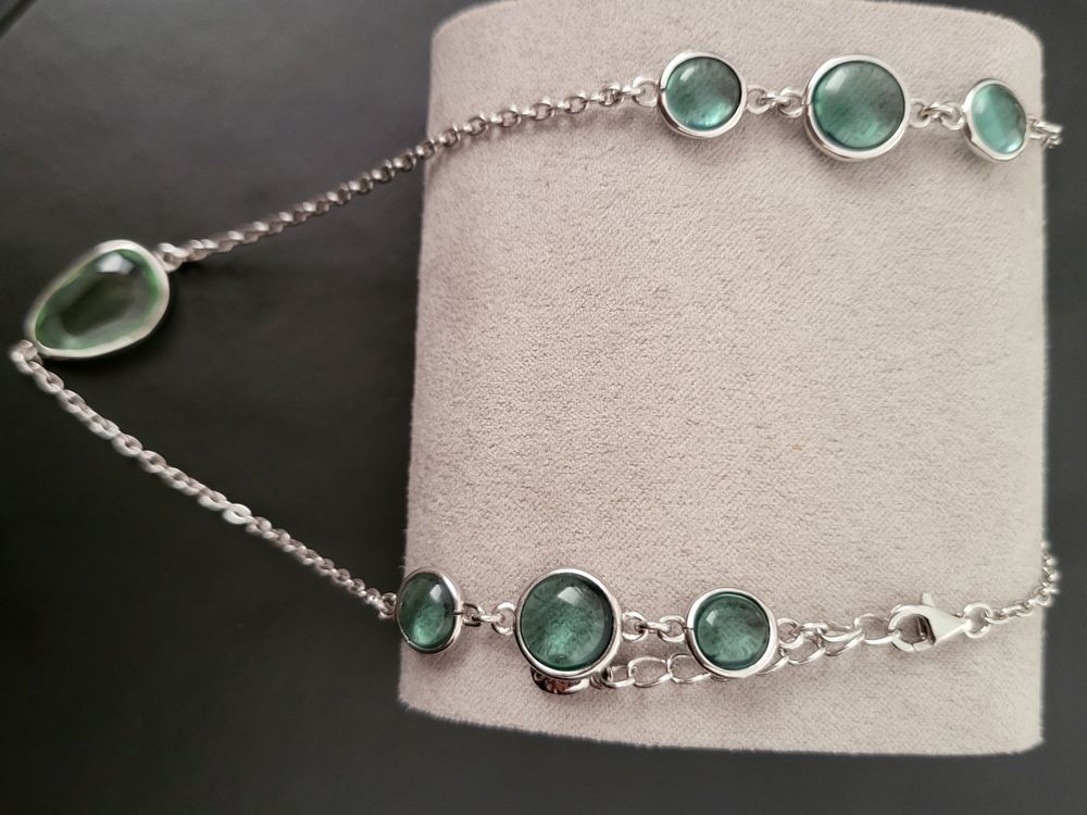 BROWOL Damen Halskette Aus 925 Sterling Silber – Kurze Zirkon-Kette Mit Punktdesign Für Clavicle | 45 Cm, In Geschenkbox