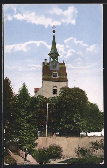 Cartoline postali: St. Chrischona, Kirche mit Zugangstreppe – Usato da Berlin venduto da bartko-reher