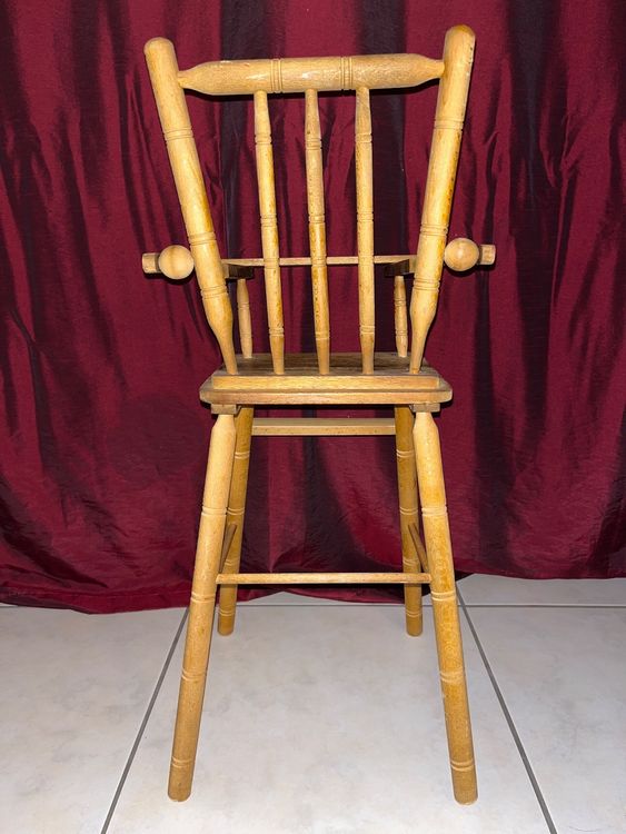Antiker Hochstuhl, Babystuhl, Kinder-Ess-Stuhl Holz 3