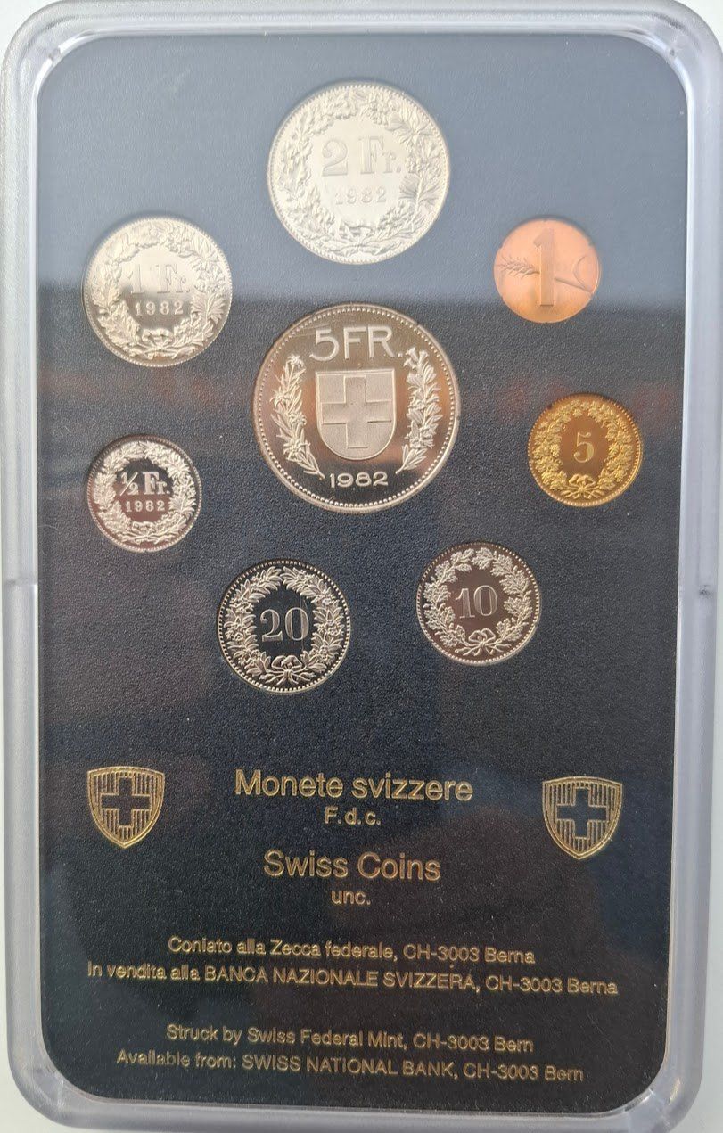 Alle Münzen: SET de monnaie suisse de 1982 - non circulé FDC – Neu und originalverpackt aus Fribourg von Kiki020