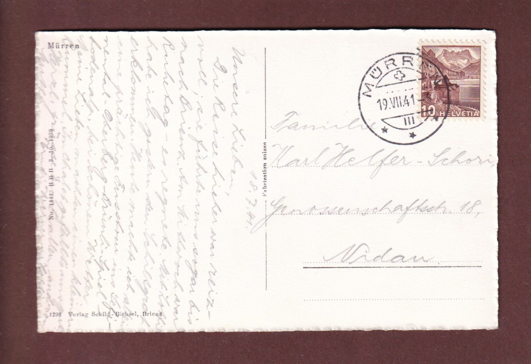Cartoline postali: MÜRREN - Teilansicht - 1941 – Usato da Pully venduto da nicecards-shop 1