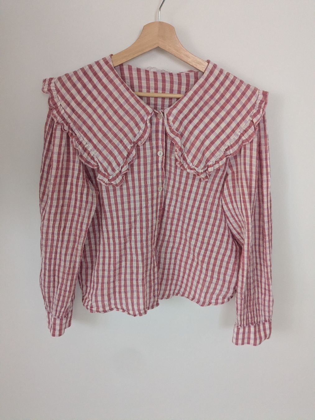 Mango Blusen: MNG Karobluse mit Rüschenkragen Grösse S  – Gebraucht aus Rorschach von olg_5qq2 1