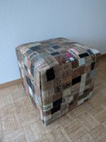 Design-Hocker aus Jeansetiketten von Interio