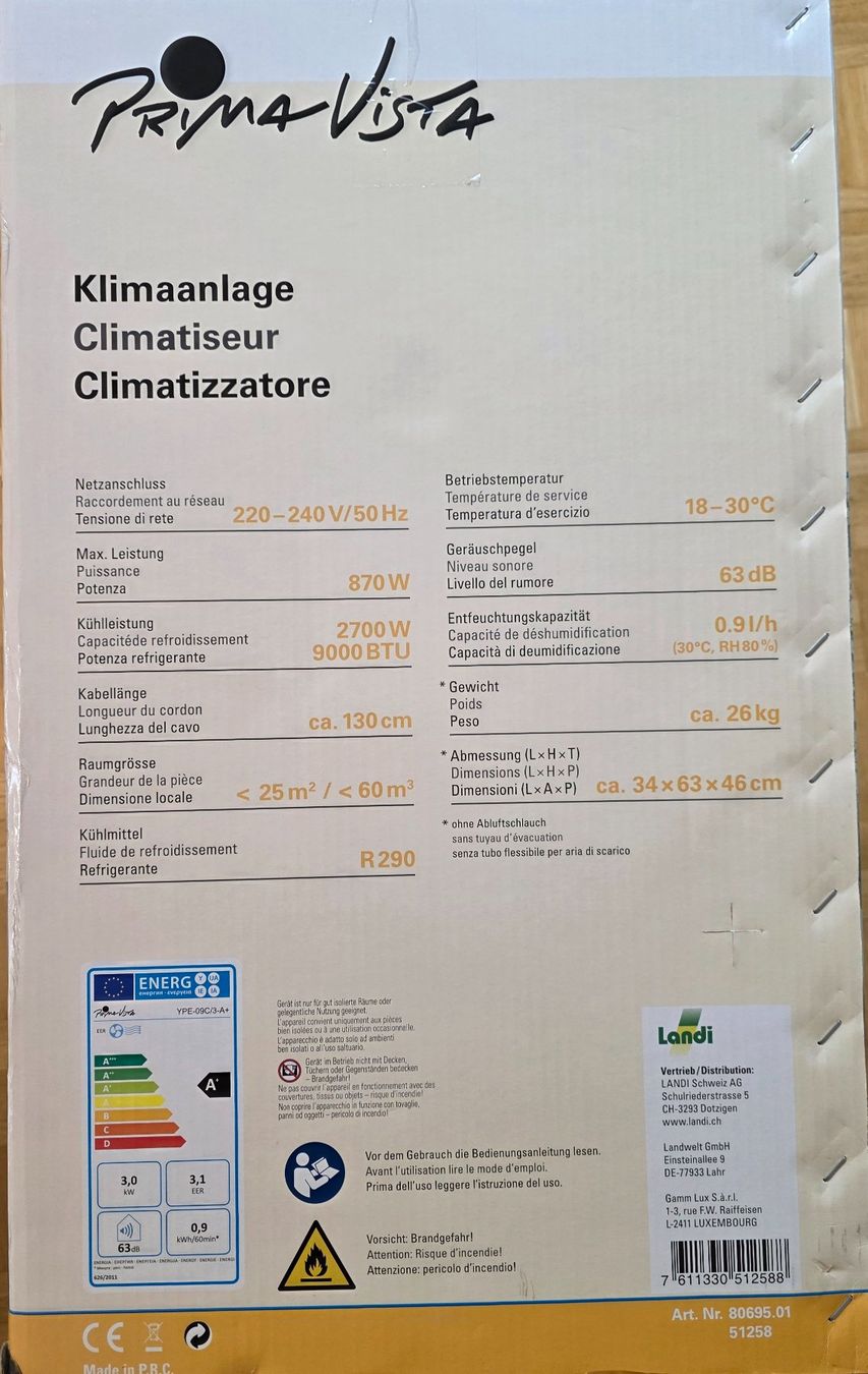 Condizionatori: Prima Vista Klimagerät A+ – Usato da Stäfa venduto da Msc3000 2