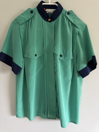 Chemisier vintage vert et bleu