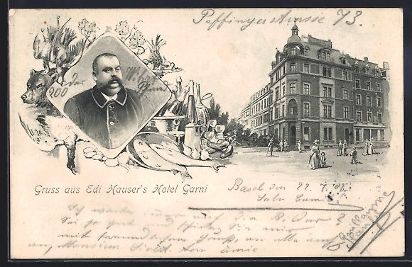 Cartoline postali: AK Basel, Hotel Garni des Edi Hauser – Usato da Berlin venduto da bartko-reher