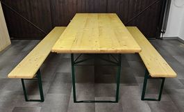 Festzeltgarnitur Holz mit Metallgestell, 3-teilig