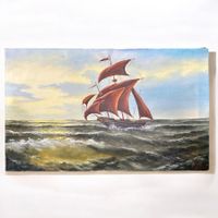 Paysage marin à huile toile signé MÜLLER