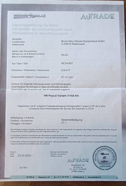 Volkswagen Pneumatici & Ruote complete: 4 Kompletträder VW Passat B8 – Usato da Steffisburg venduto da Roby70