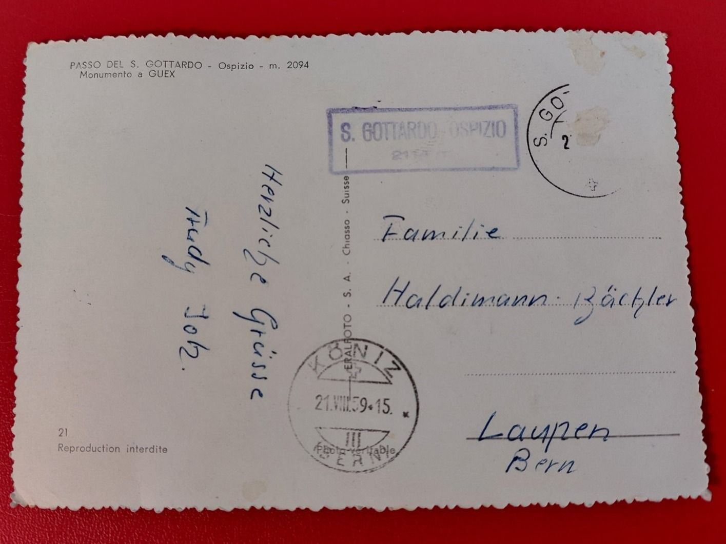 Cartoline postali: Passo del S. Gottardo ; Ospizio ; Monumento a Guex – Usato da St-Légier-Chiésaz venduto da Theo006 1