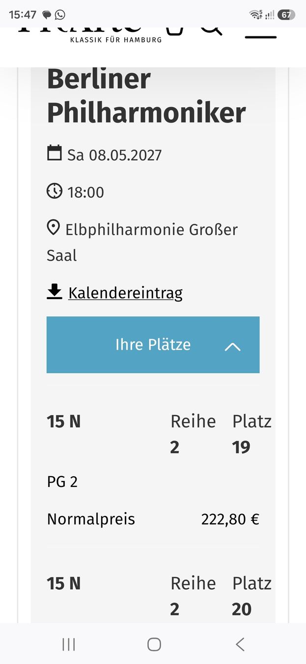 Billets: Konzertkarten Berliner Philharmoniker – Neuf avec emballage d'origine à Stäfa par Tigerente018