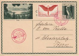 10 Rp. Bild-GS-Pk Zeppelinflug Flugplatz Basel  1930