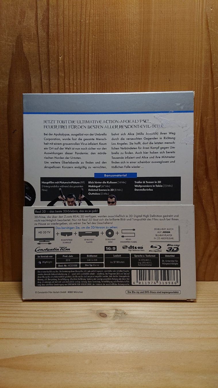 Tutti i DVDs: RESIDENT EVIL Afterlife in 3D Blu-Ray Premium Edition – Usato da Wilderswil venduto da Exebub 1