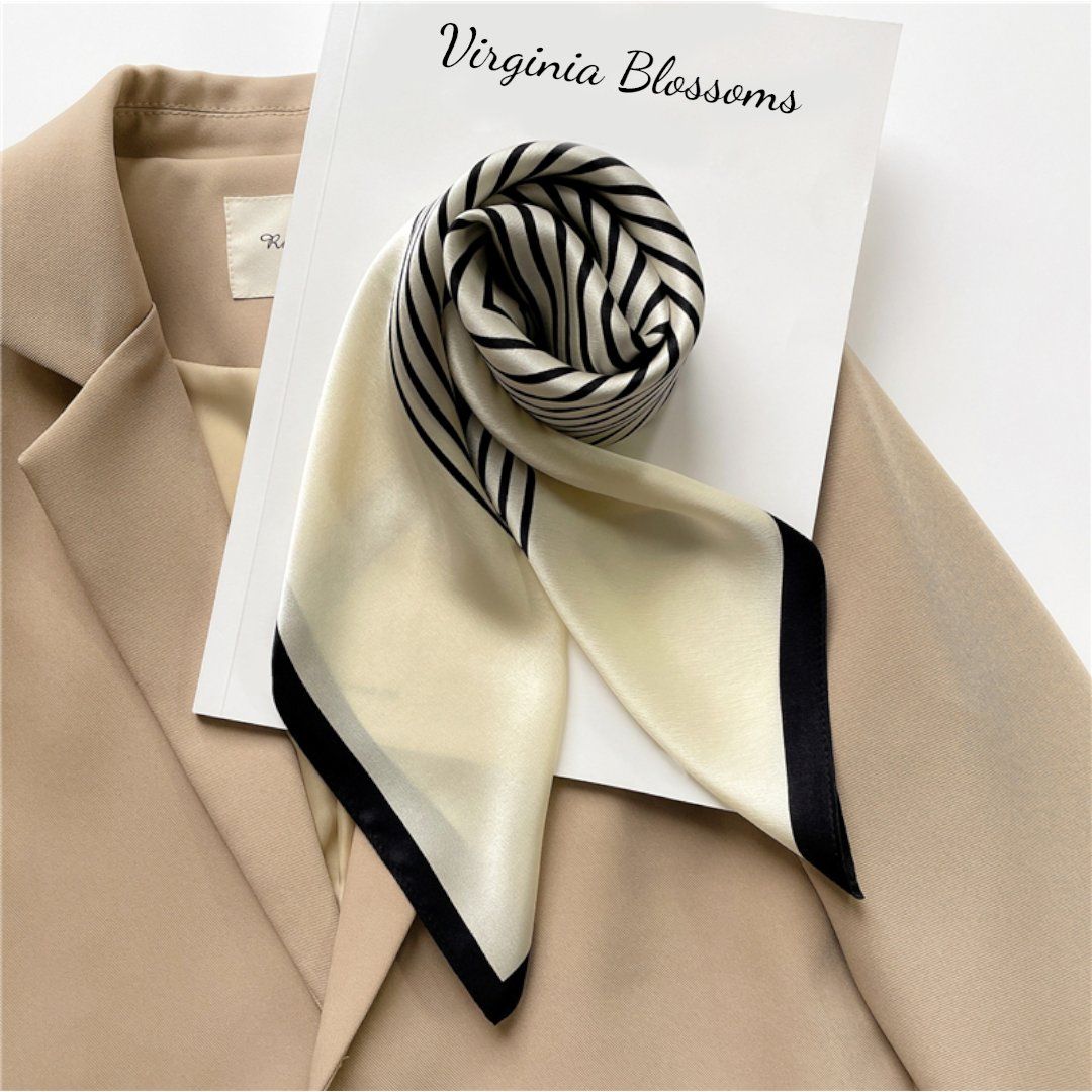 Foulard & Sciarpe: New 68cm Seidentuch, Geometric Pattern White Black 100% Silk – Nuovo e nell'imballaggio originale da Baar venduto da virginiablossoms 4